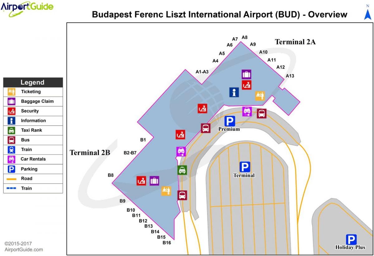 budapeštas lidostas termināla kartes 2a