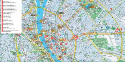 Budapeštas pilsētas tūrisma karte